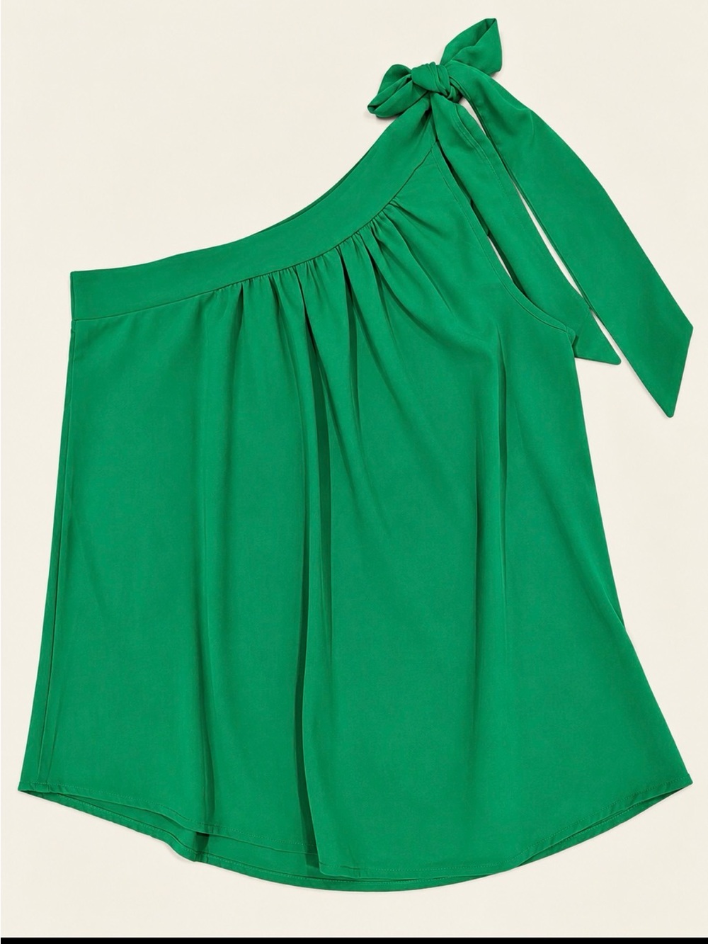 One-Shoulder Tie Strap Top in Emerald Green